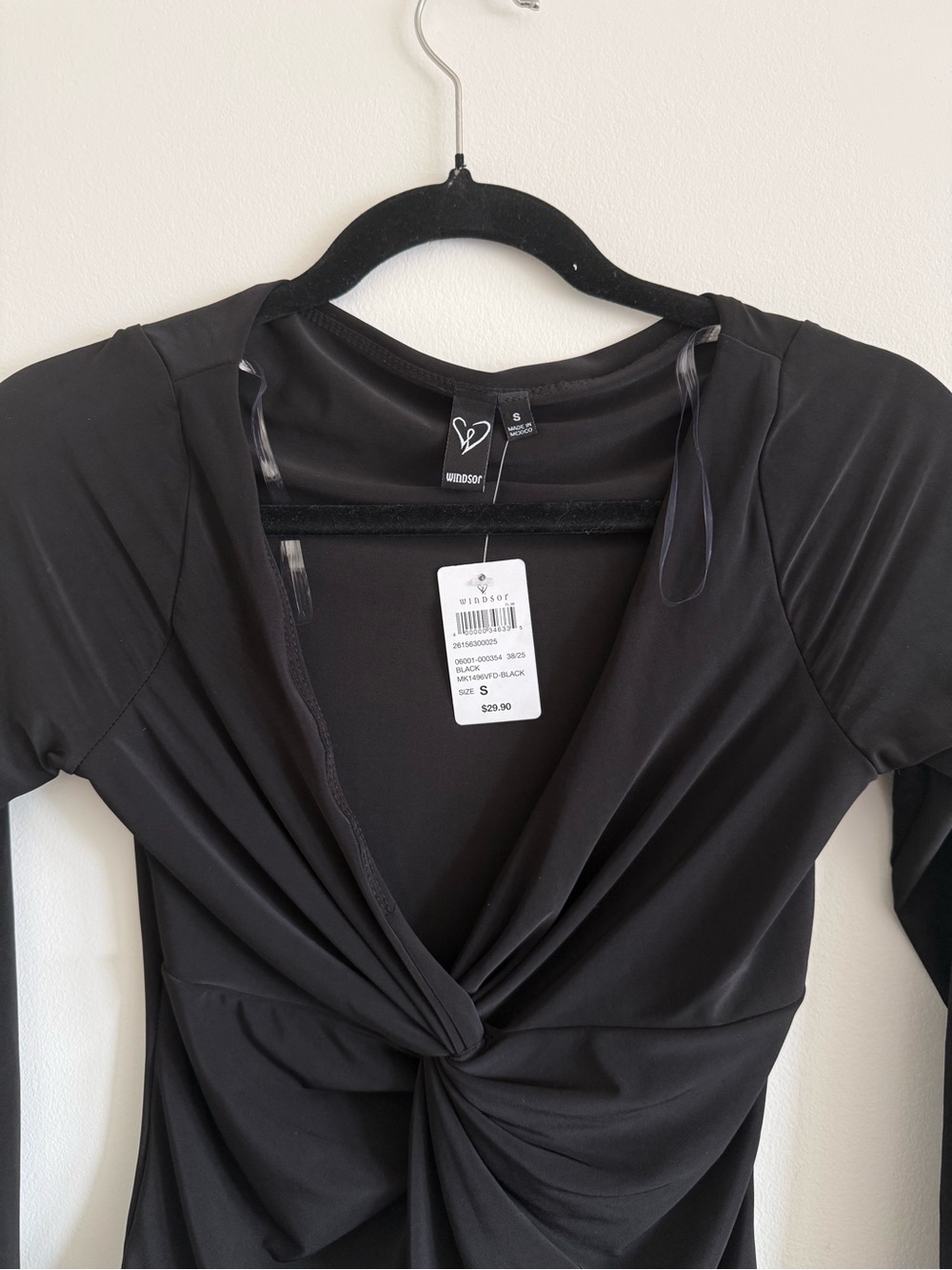 Windsor Black Long Sleeve Twist-Front Top - Picture 2 of 4